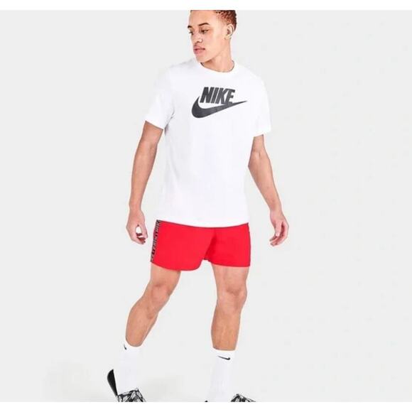 NIKE Men's TAPED 5- INCH VOLLEY SWIM SHORTS crimson red Large NWT - Picture 8 of 8